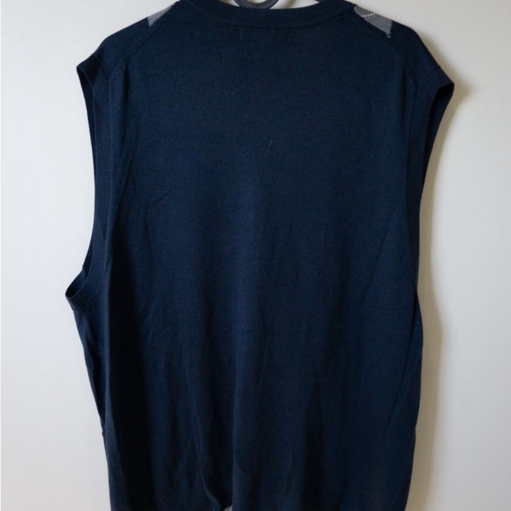 Banana Republic Argyle Sweater Vest Silk Cashmere Navy Blue Preppy - Picture 2 of 7